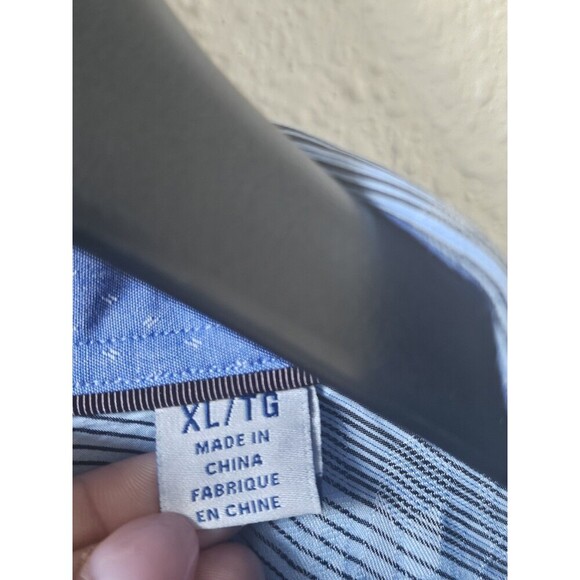Tommy Bahama Men's, Died Striped Long Sleeve Silk Shirt, Aqua Ice, Size XL. - Picture 6 of 12